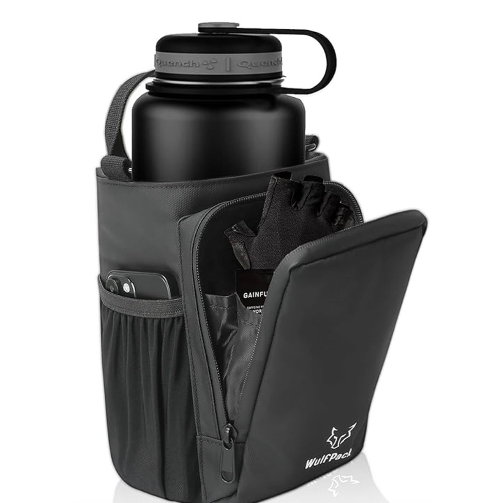 WulfPack Black Magnetic Gym Bag Water Bottle Carrier Commuter Large Pockets